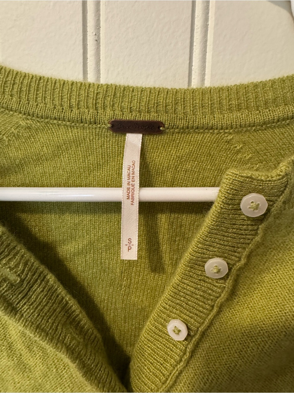 Free People Olive Green Scoop Neck Henley Sweater - Picture 2 of 3